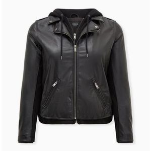 Torrid Black hooded moto jacket
